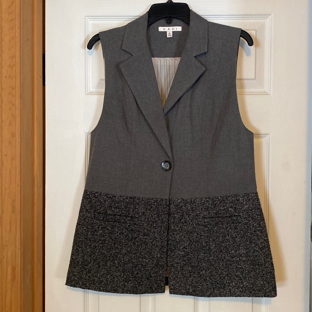 CAbi Over the Moon Gray/Black Vest, Size S